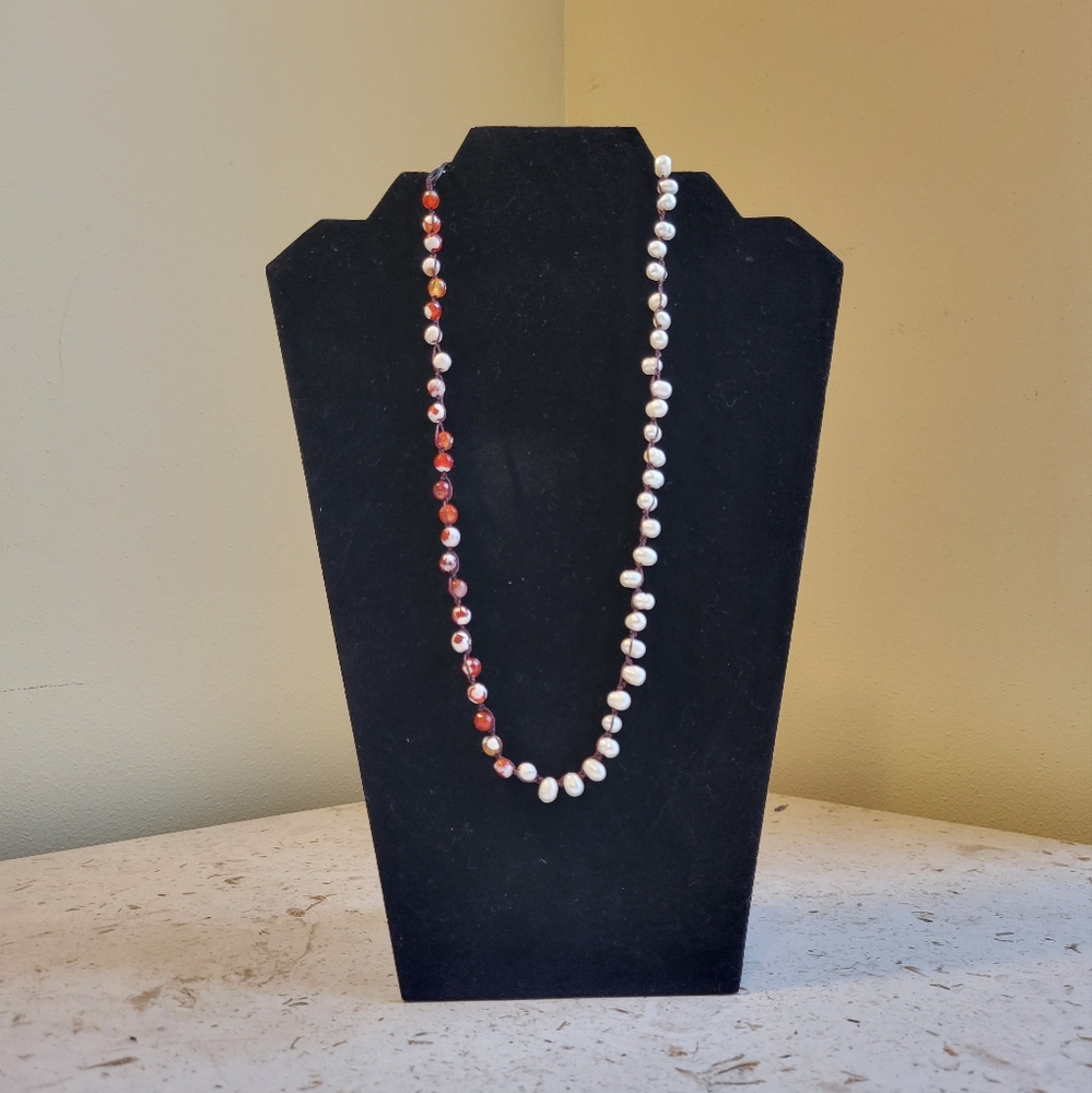 Lizou Freshwater Pearl & Red Bead Wrap Bracelet (or Necklace) - Picture 5 of 5